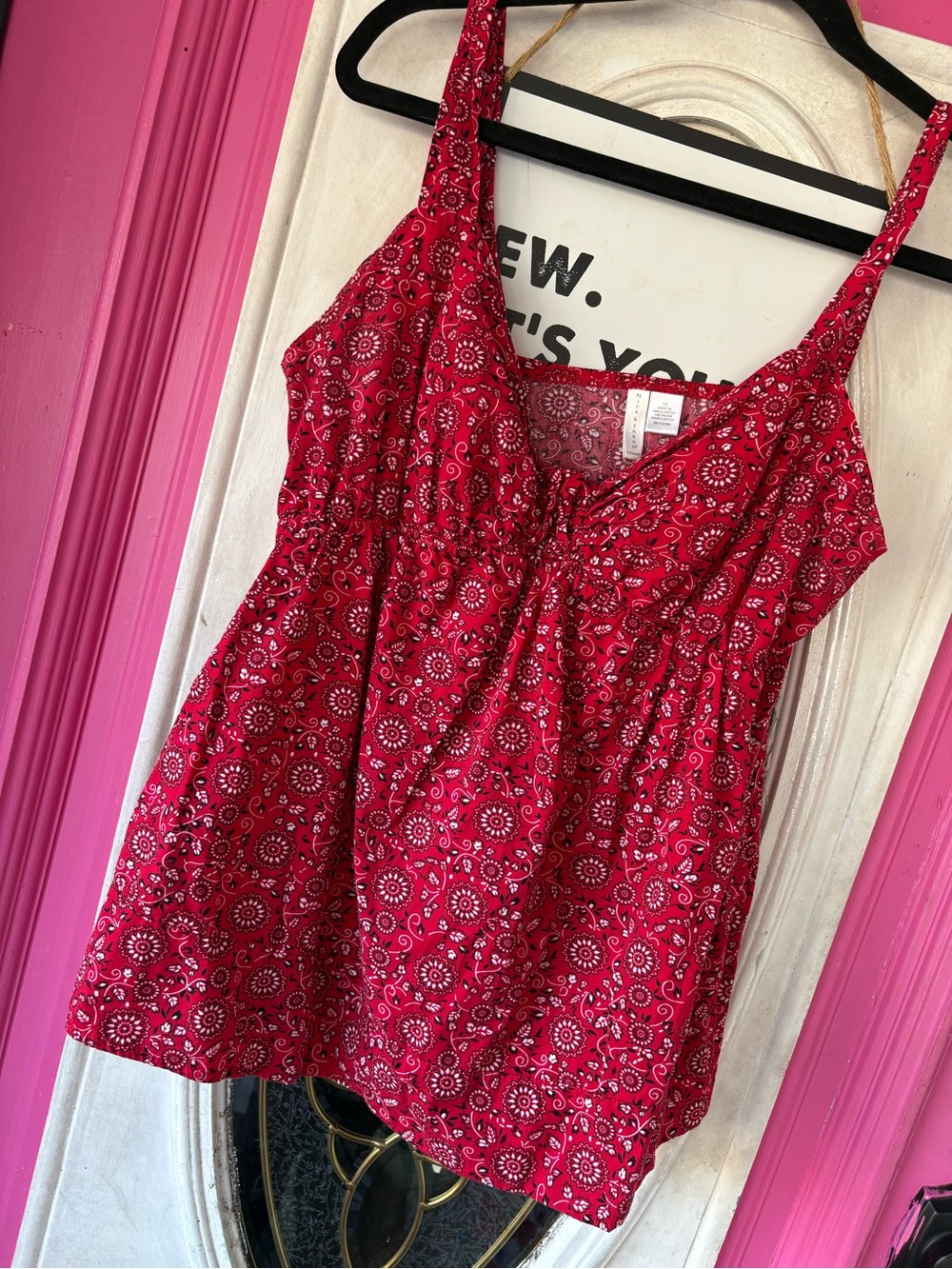 Nick & Nora Red Printed Camisole Tank Top